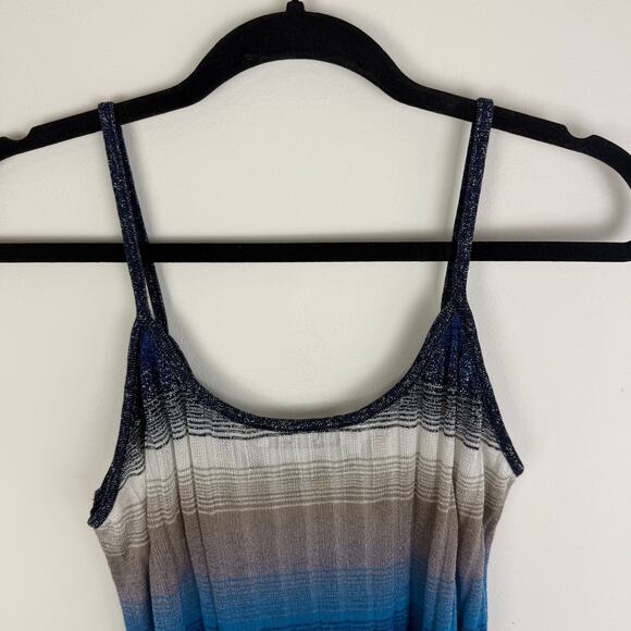 NWOT Zara Womens Metallic Thread Knit Striped Special Edition Blue/Cream Tank XL - Picture 5 of 8
